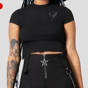 Black Crop Top and High-Waisted Pants Set